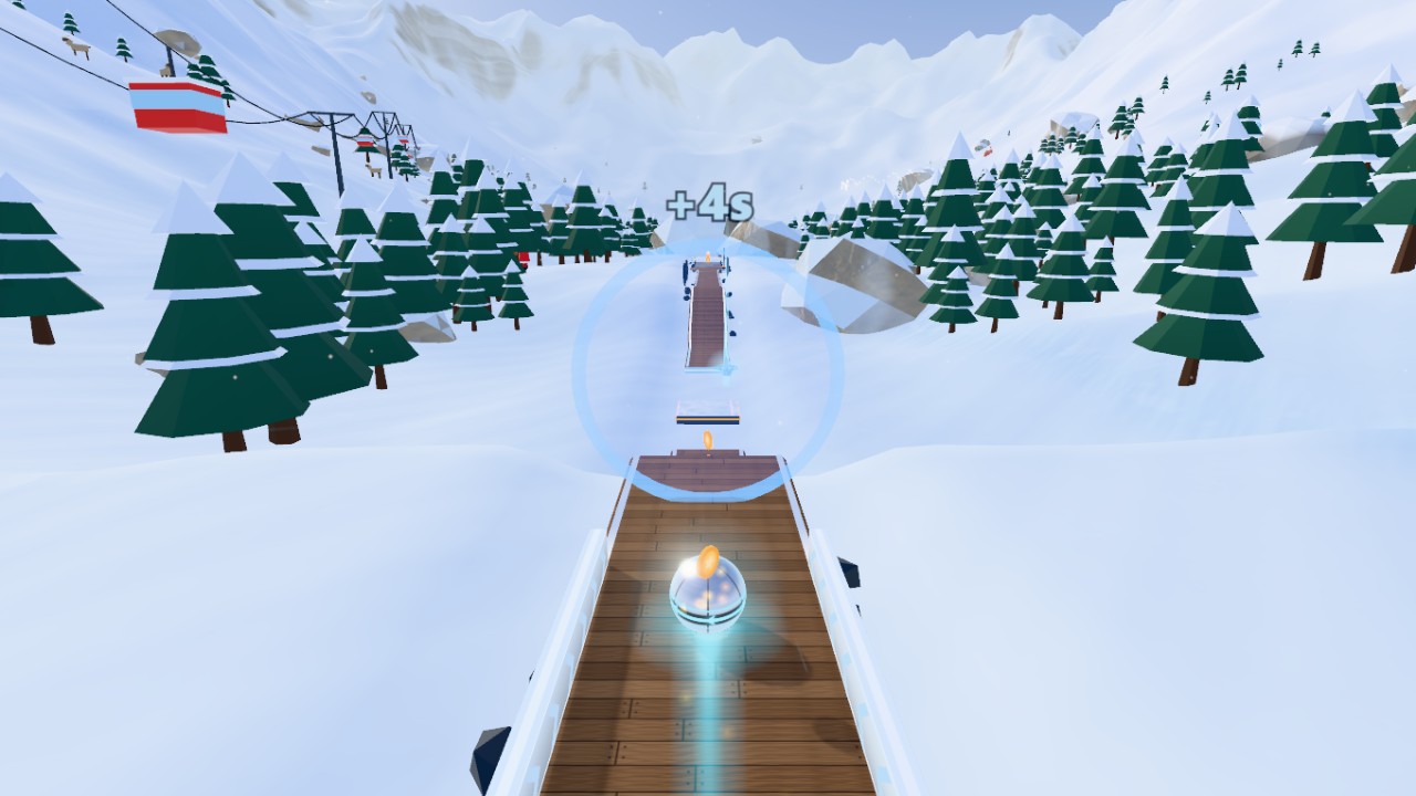 Snow Mountain: a wooden run between pine forests and a cable car